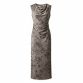 Silk-like Cowl Neck Midi Dress with Floral Print for Women Elegant Bodycon Fit