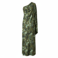 Silk-like Camouflage One-Shoulder Maxi Dress for Women Elegant Asymmetric Design Long Formal Dress