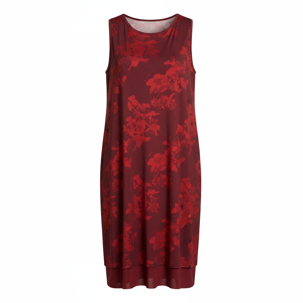 Silk-Like Floral Print Sleeveless Midi Dress for Women Lightweight Flowy Summer Dress with Round Neck and Layered Hem