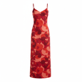 Silk Satin Floral Print Slip Dress for Women - Elegant V-Neck Mid-Length Bodycon Dress with Thin Straps
