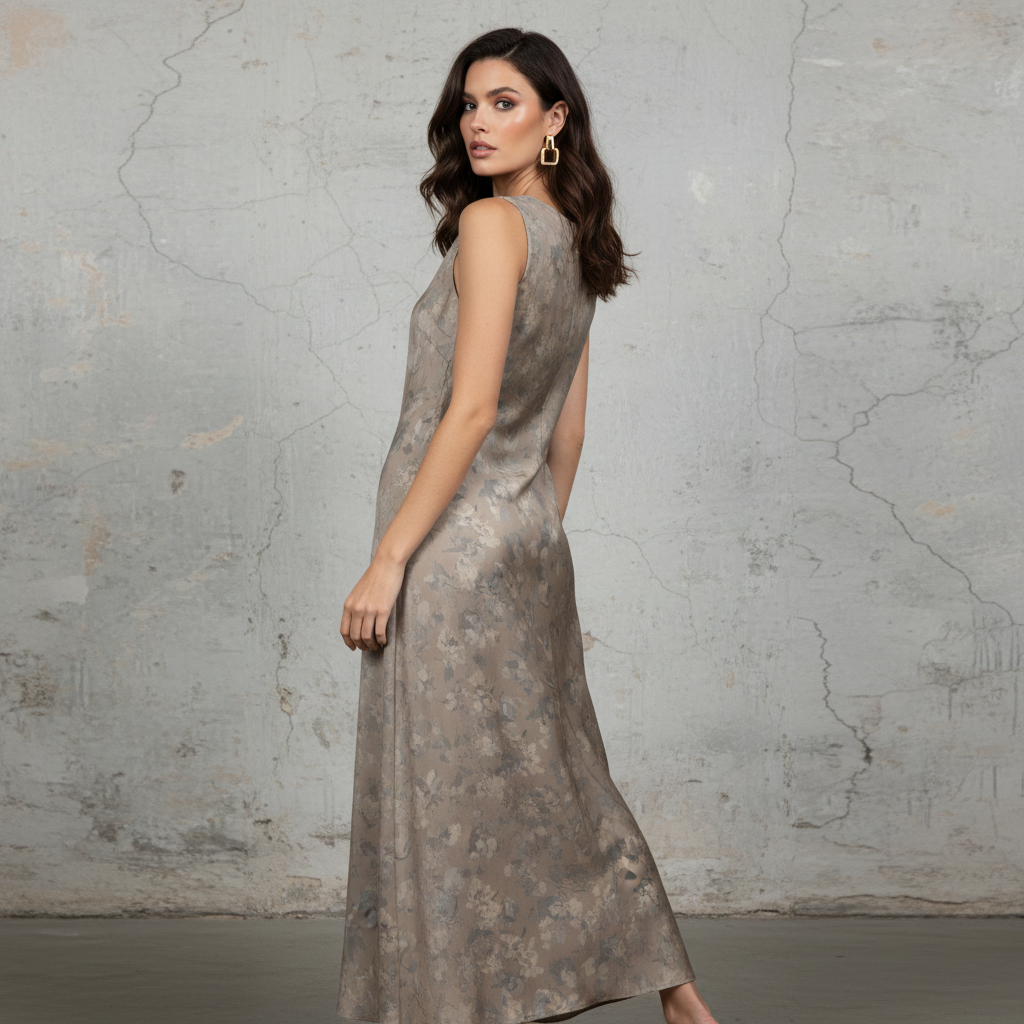 Silk Satin Floral Print Sleeveless Maxi Dress for Women Elegant Long Formal Evening Gown