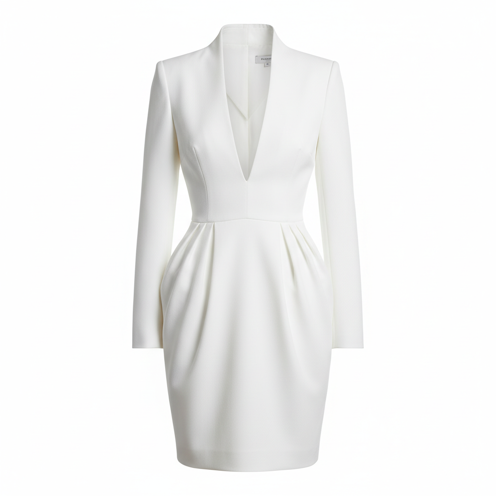 Silk Satin V-Neck Long Sleeve Fitted Midi Dress for Women Elegant Cocktail Party Formal Wear
