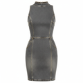 Denim Sleeveless High Neck Bodycon Dress for Women