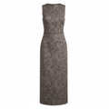 Silk-Blend Camouflage Print Sleeveless Sheath Midi Dress