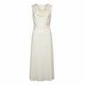 Silk-like Cowl Neck Midi Dress for Women - Elegant and Flowing Sleeveless Design with Subtle Floral Pattern