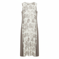 Silk-Blend Sleeveless Midi Dress with Botanical Print and Side Panels