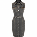Denim Sleeveless Button-Down Bodycon Dress for Women