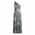 Silk-like One-Shoulder Floral Print Midi Dress for Women Elegant Asymmetrical Fit Bodycon Dress