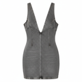 Denim Bodycon Mini Dress with Deep V-Neck and Back Cutout