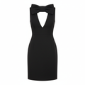 Silk Satin Sleeveless V-Neck Bow Back Bodycon Dress