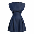 Woven Polyester Mini Dress with Structured Fit and Flared Skirt