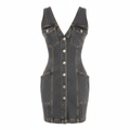 Denim Sleeveless Button Front Bodycon Dress