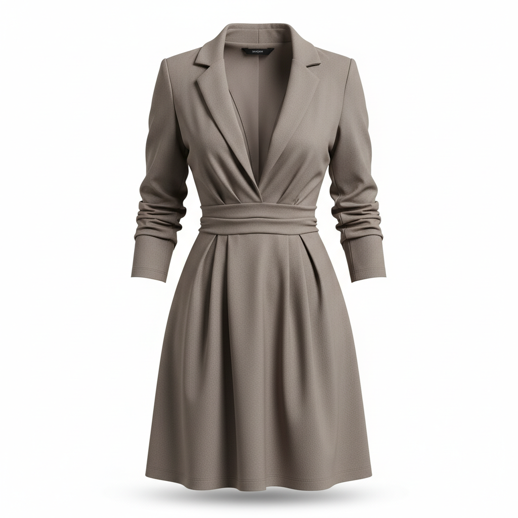Silk-like Sheath Dress with Wrap Design and Belted Waist for Women
