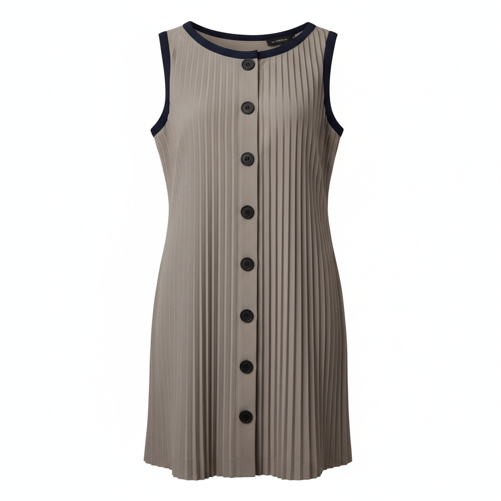 Silk-Like Ribbed Sleeveless Button-Down Dress for Women
