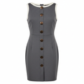Woven Polyester Sleeveless Button Front Bodycon Dress