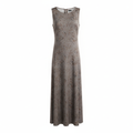 Silk-like Sheer Floral Print Sleeveless Maxi Dress for Women Elegant Long Bodycon Dress with Round Neck and Back Zipper
