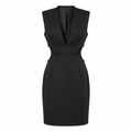 Silk-like Sheath Dress with Side Cutouts Deep V-Neck Sleeveless Bodycon Midi Dress